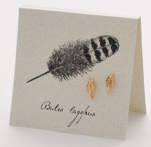 Feather Stud Earring gold Natural History